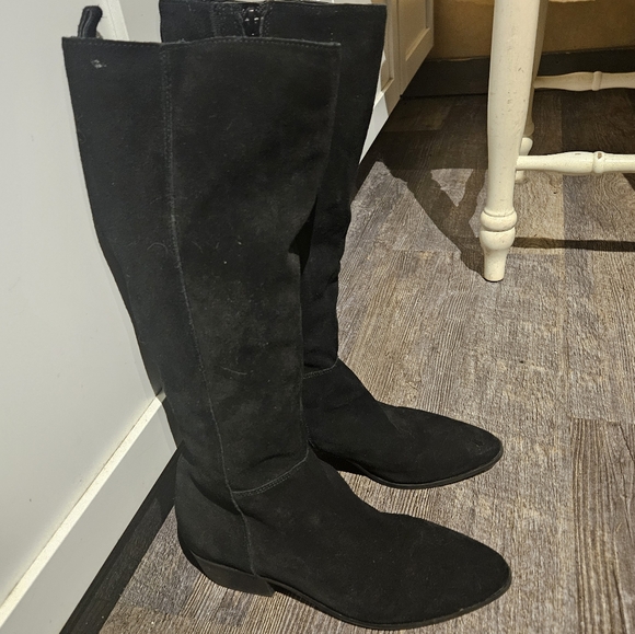 Today Only - Bandolino Black Suede Knee High Cowboy Boots - Picture 4 of 5